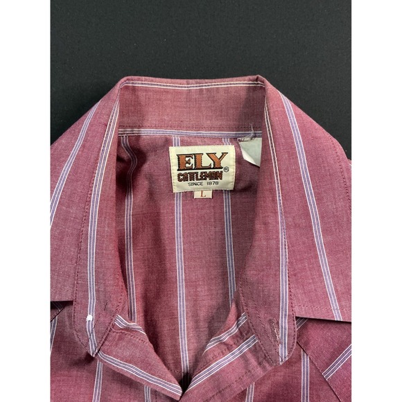 Other - Mens Red Striped Short Sleeve Western Snap Button Up Shirt XL